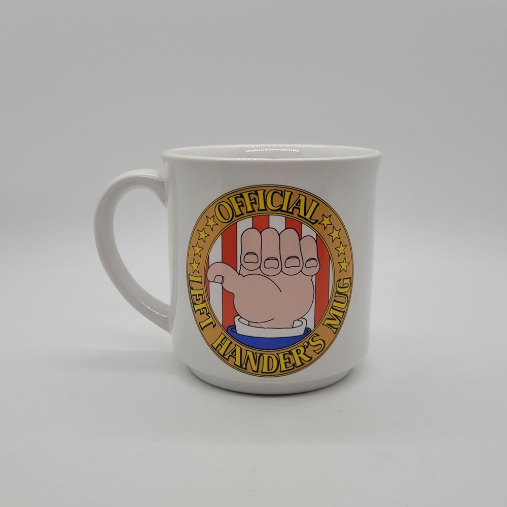 Vintage Recycled Paper Products Official Left Handers Mug Gag Gift Japan White